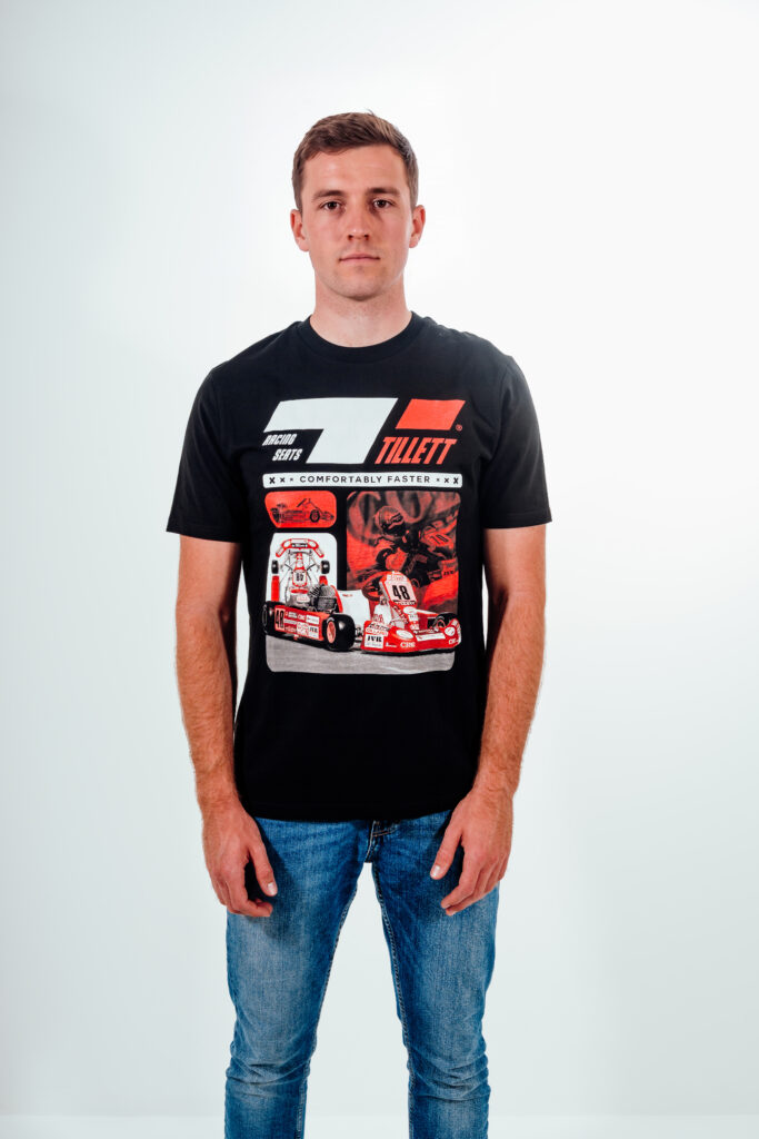 Black Club 90's Tillett Racing Seats T-Shirt front.